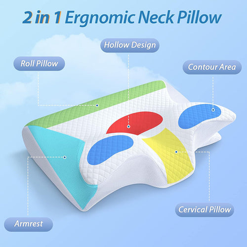 Ergonomic memory foam cervical pillow