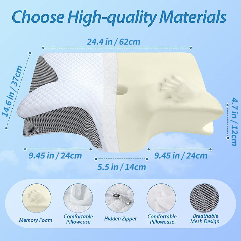 Ergonomic memory foam cervical pillow