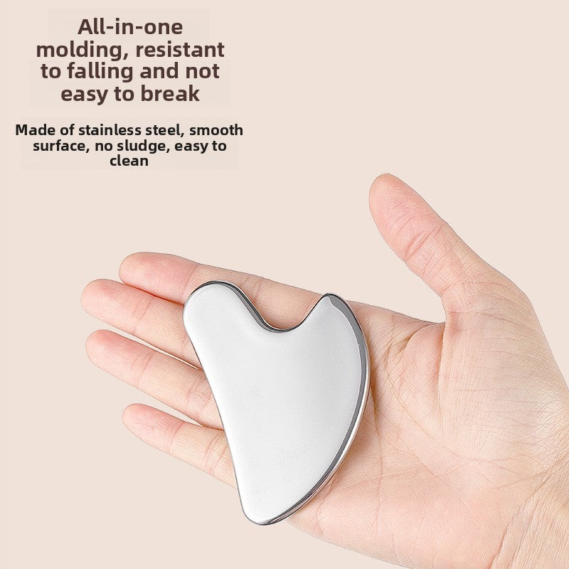 Stainless Steel Gua Sha Facial Scraping Tool for Face & Jaw — Metal Skincare Massage Board for Neck & Body
